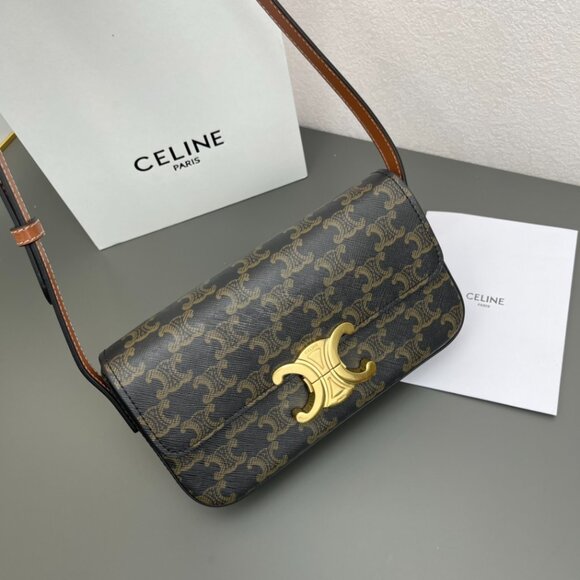 CELINE SHOULDER BAG CLAUDE IN TRIOMPHE CANVAS AND CALFSKIN - Picture 2 of 9
